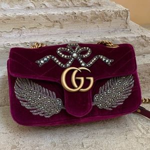 GUCCI GG MARMONT Purple Mini Velvet Bag